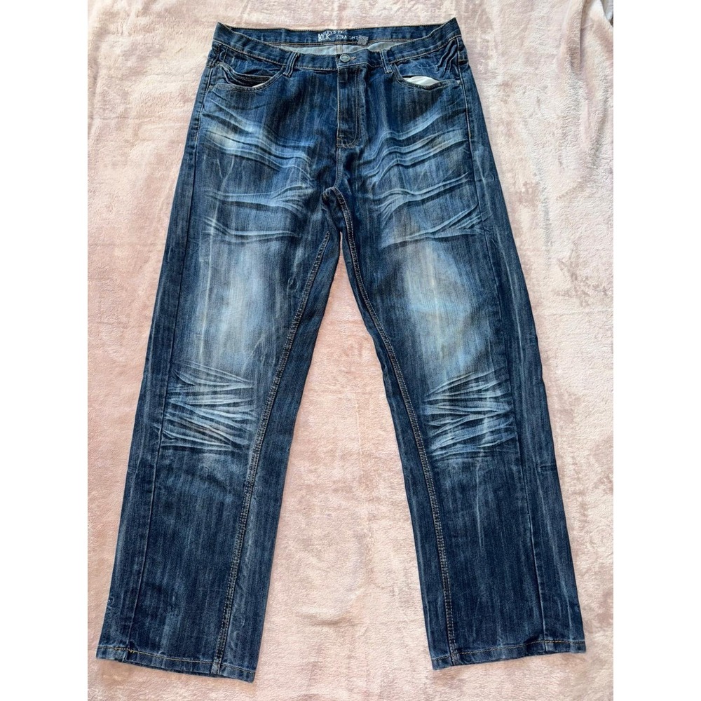 Baileys PT BLK Jeans Distressed Wash Straight‎ Leg Denim Pants Mens Size 36